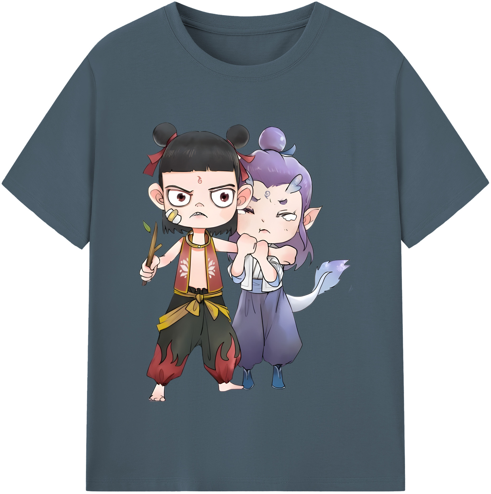 （画像用） Ne Zha 2 ナタ 魔童の大暴れ 綿100％半袖Tシャツ（フロントプリント）